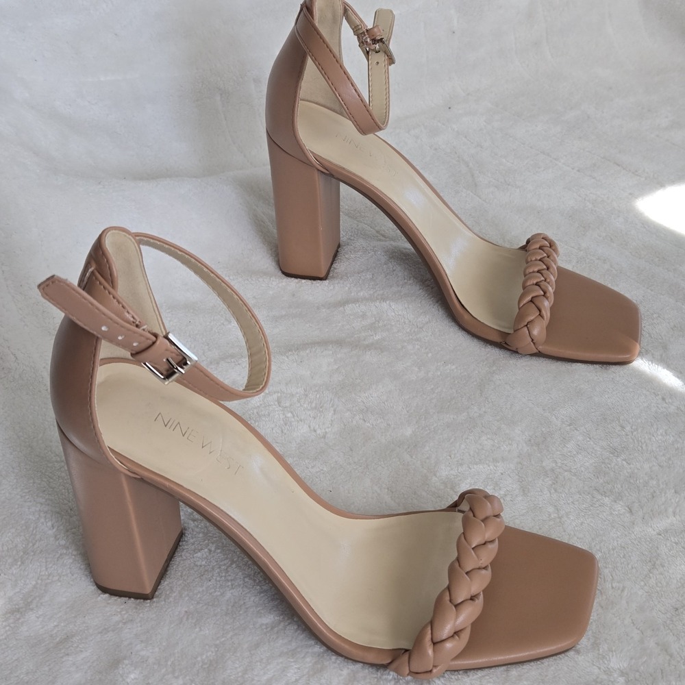 Nine West Beige Braided Strap Heels - Picture 6 of 9